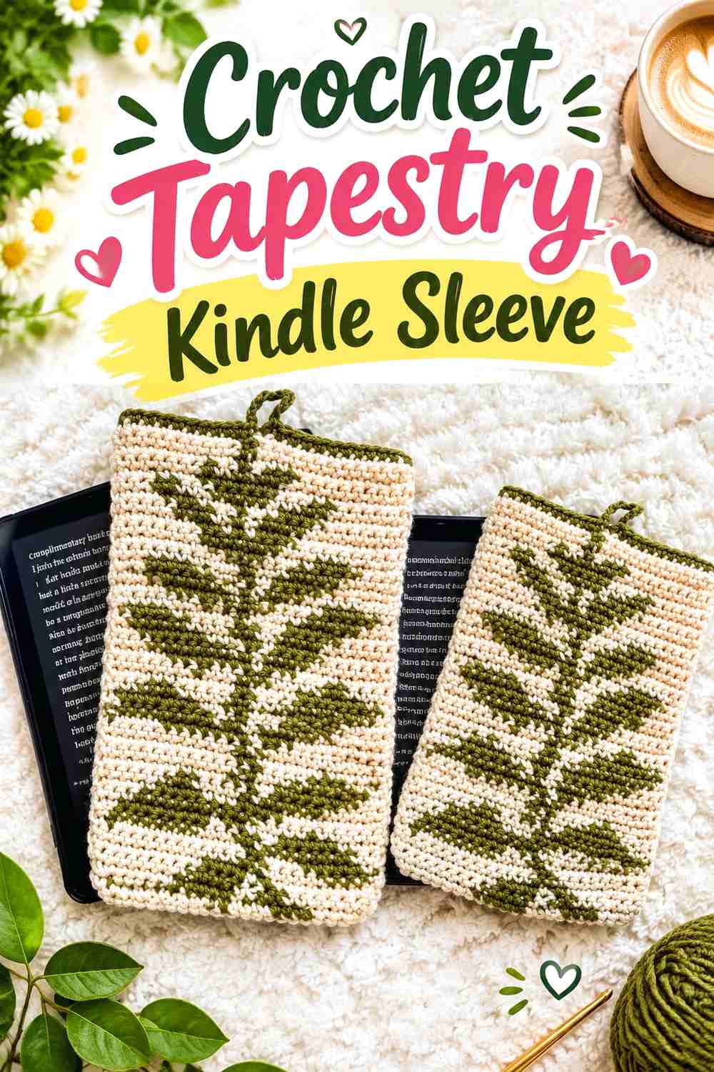 3. Crochet Tapestry Kindle Sleeve