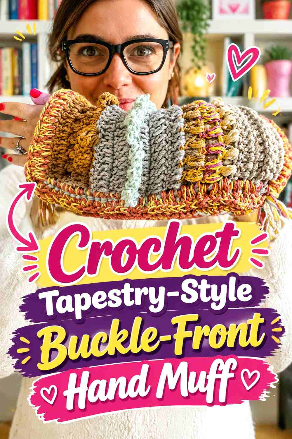 16. Crochet Tapestry-Style Buckle-Front Hand Muff