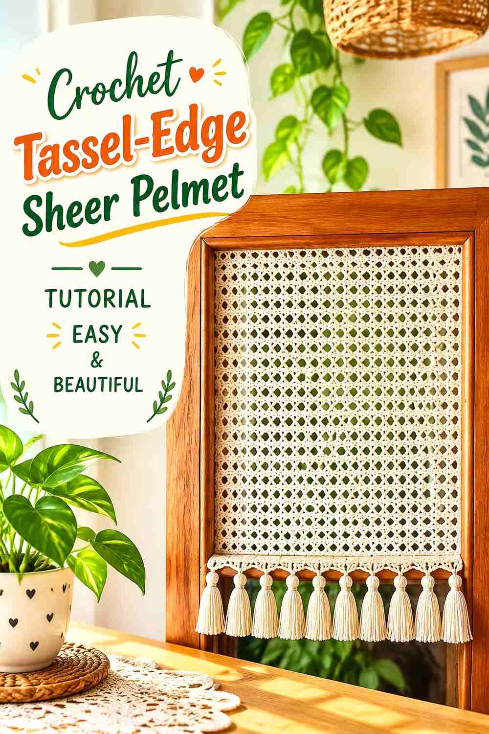 10. Crochet Tassel-Edge Sheer Pelmet