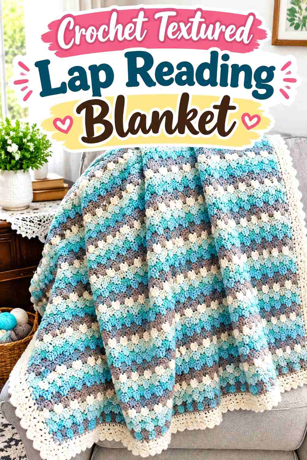 8. Crochet Textured Lap Reading Blanket