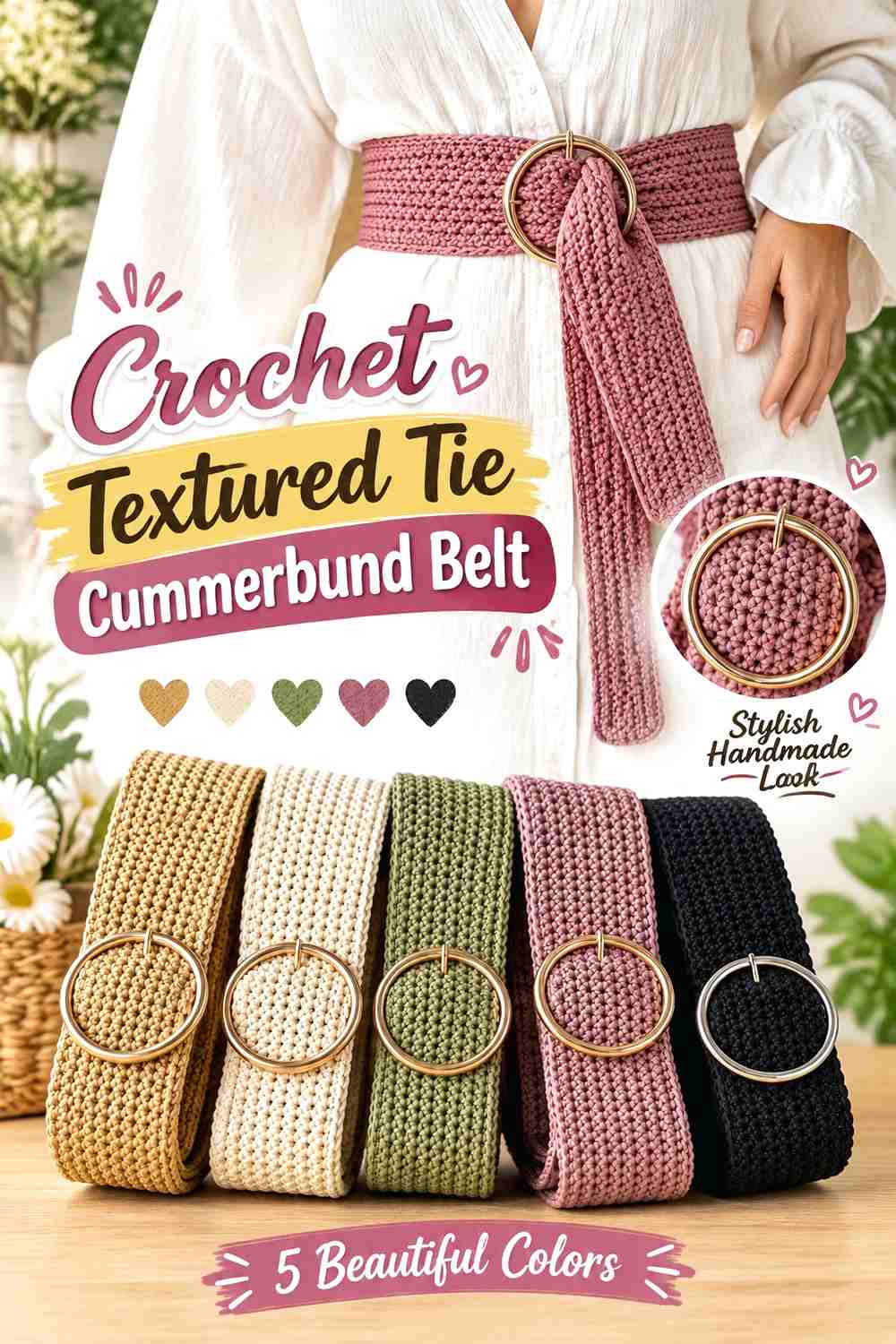 13. Crochet Textured Tie Cummerbund Belt