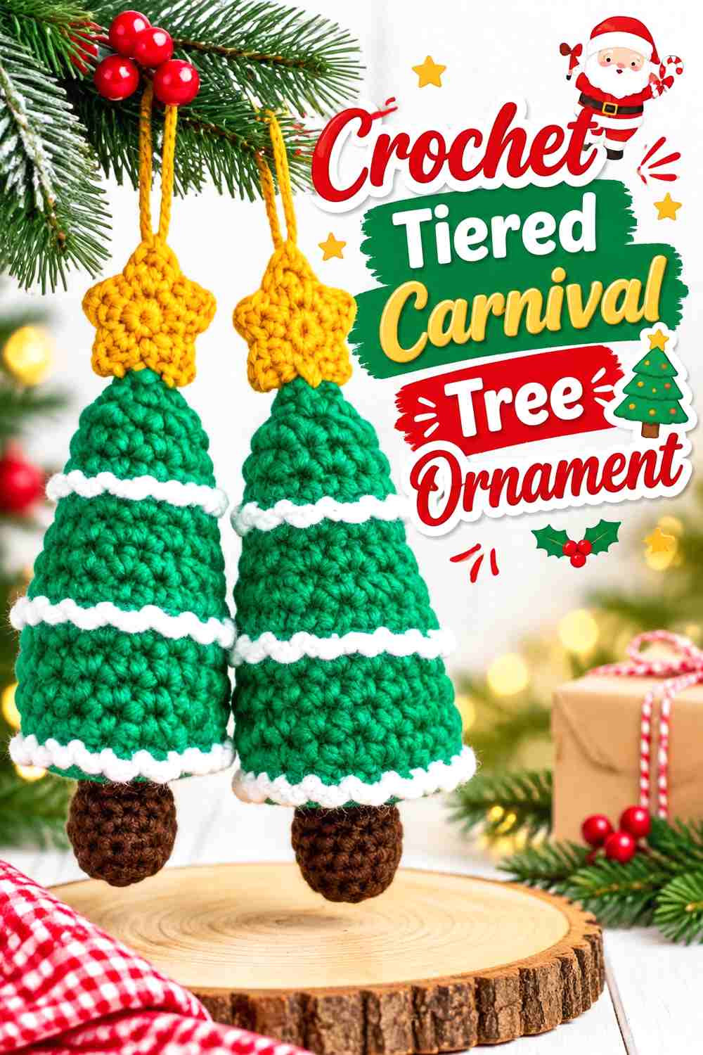 14. Crochet Tiered Carnival Tree Ornament