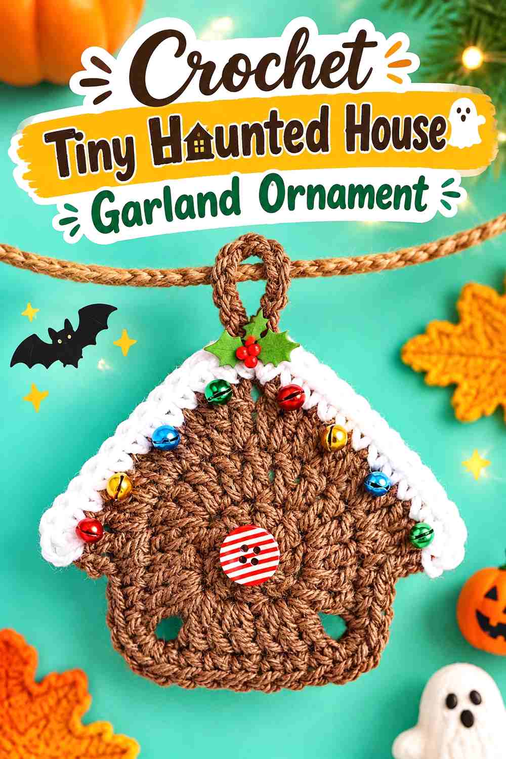 18. Crochet Tiny Haunted House Garland Ornament