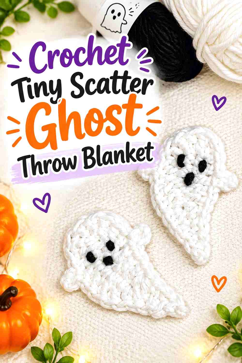 9. Crochet Tiny Scatter Ghost Throw Blanket