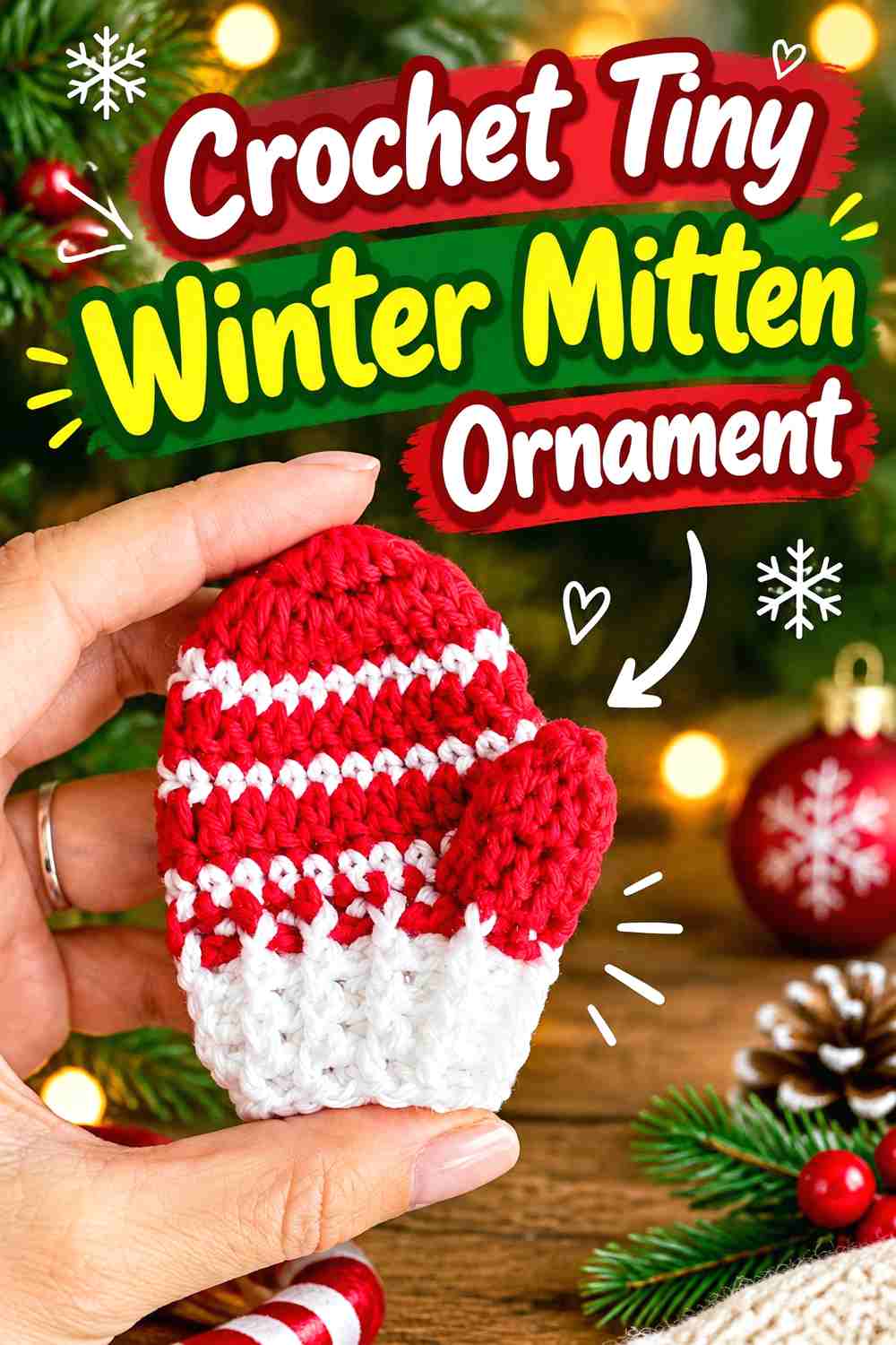5. Crochet Tiny Winter Mitten Ornament