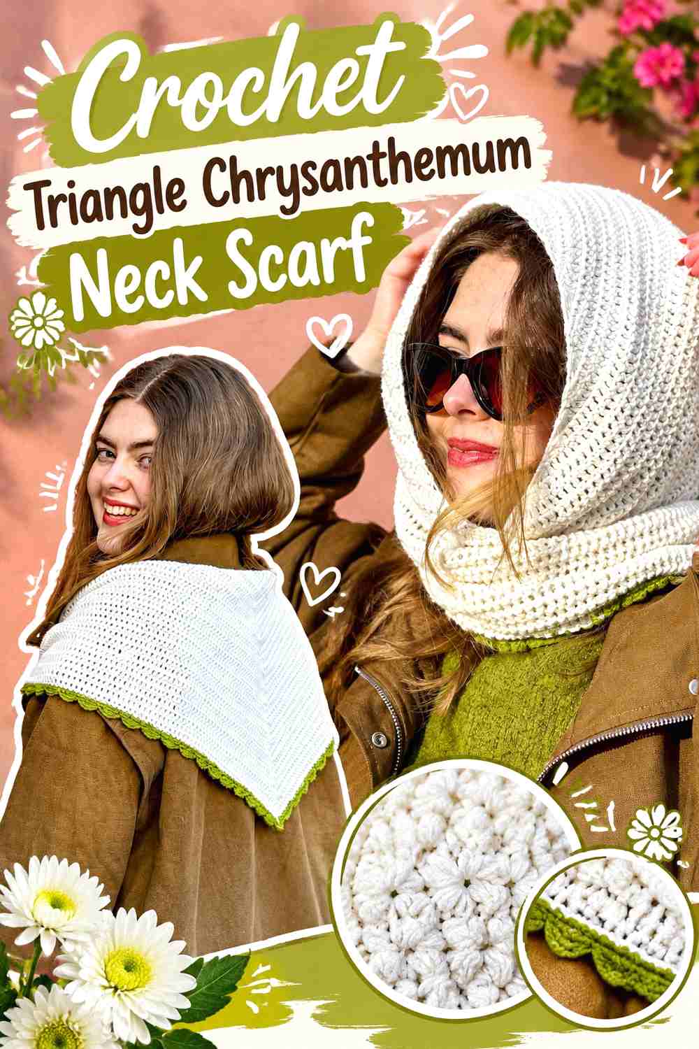 5. Crochet Triangle Chrysanthemum Neck Scarf