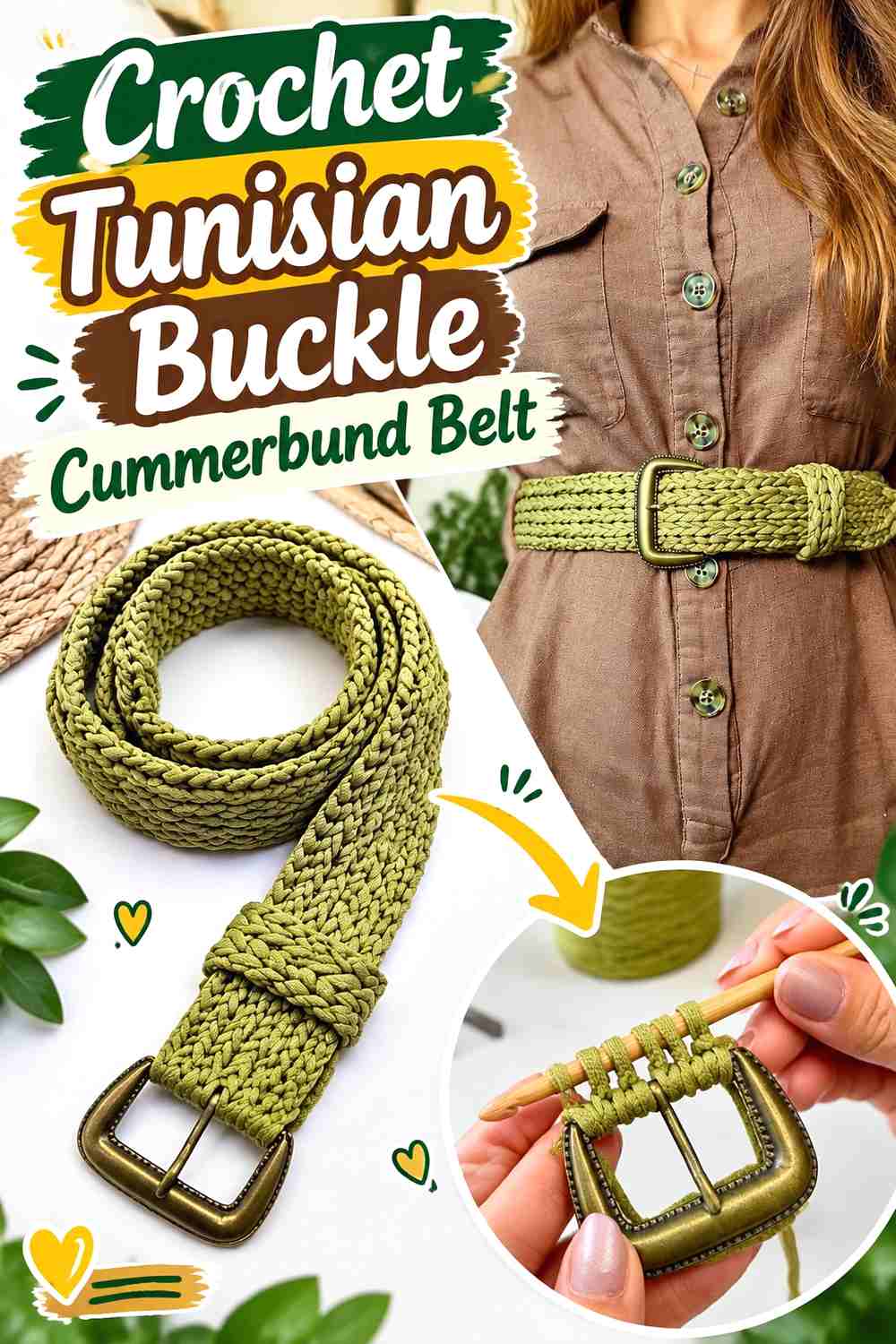 6. Crochet Tunisian Buckle Cummerbund Belt