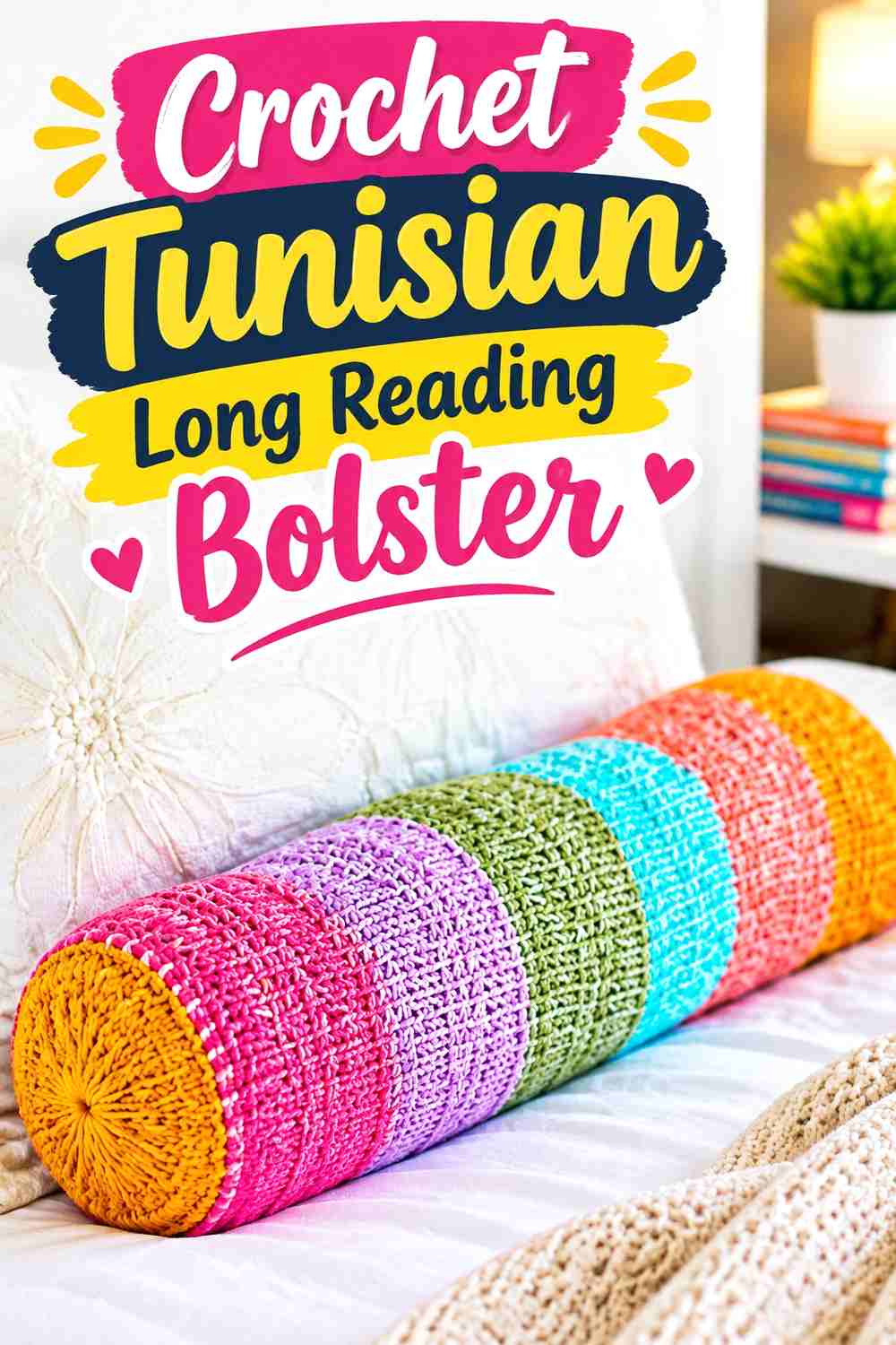 9. Crochet Tunisian Long Reading Bolster
