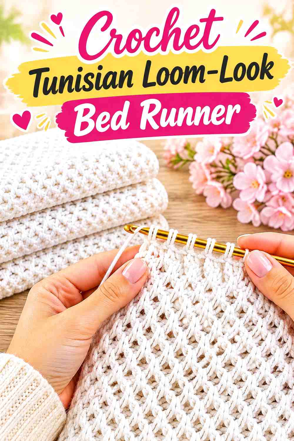 14. Crochet Tunisian Loom-Look Bed Runner