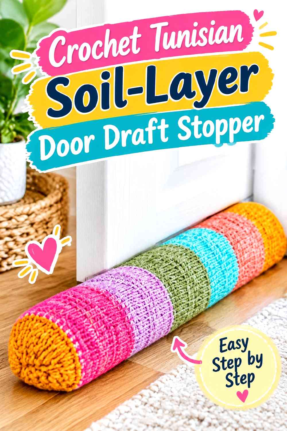 10. Crochet Tunisian Soil-Layer Door Draft Stopper
