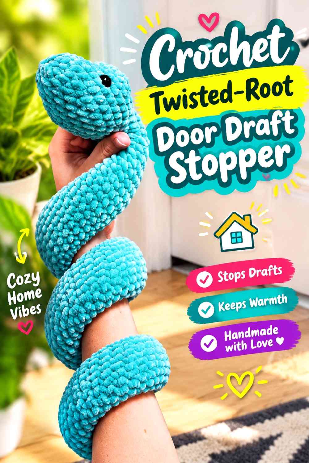15. Crochet Twisted-Root Door Draft Stopper