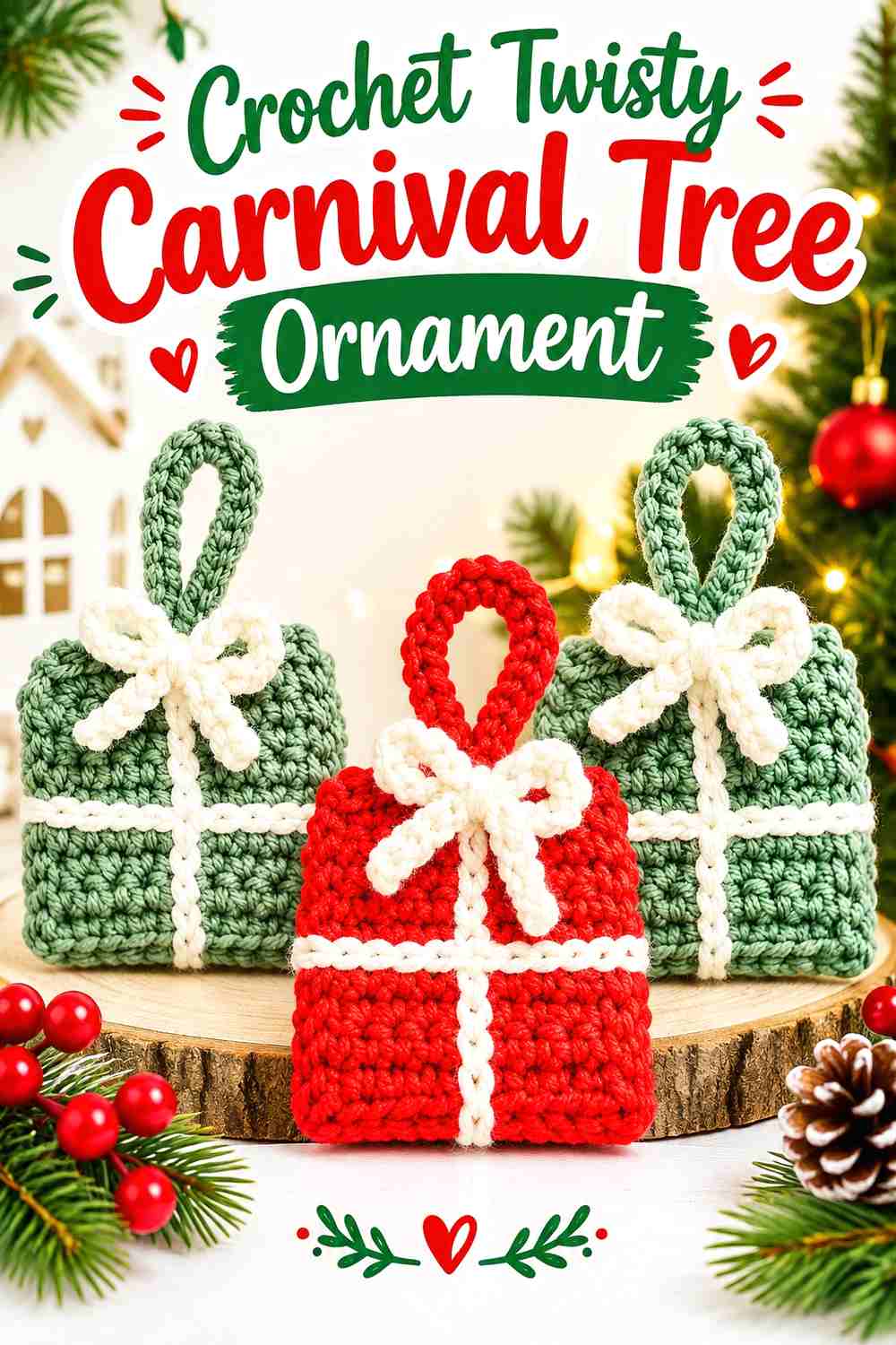 10. Crochet Twisty Carnival Tree Ornament