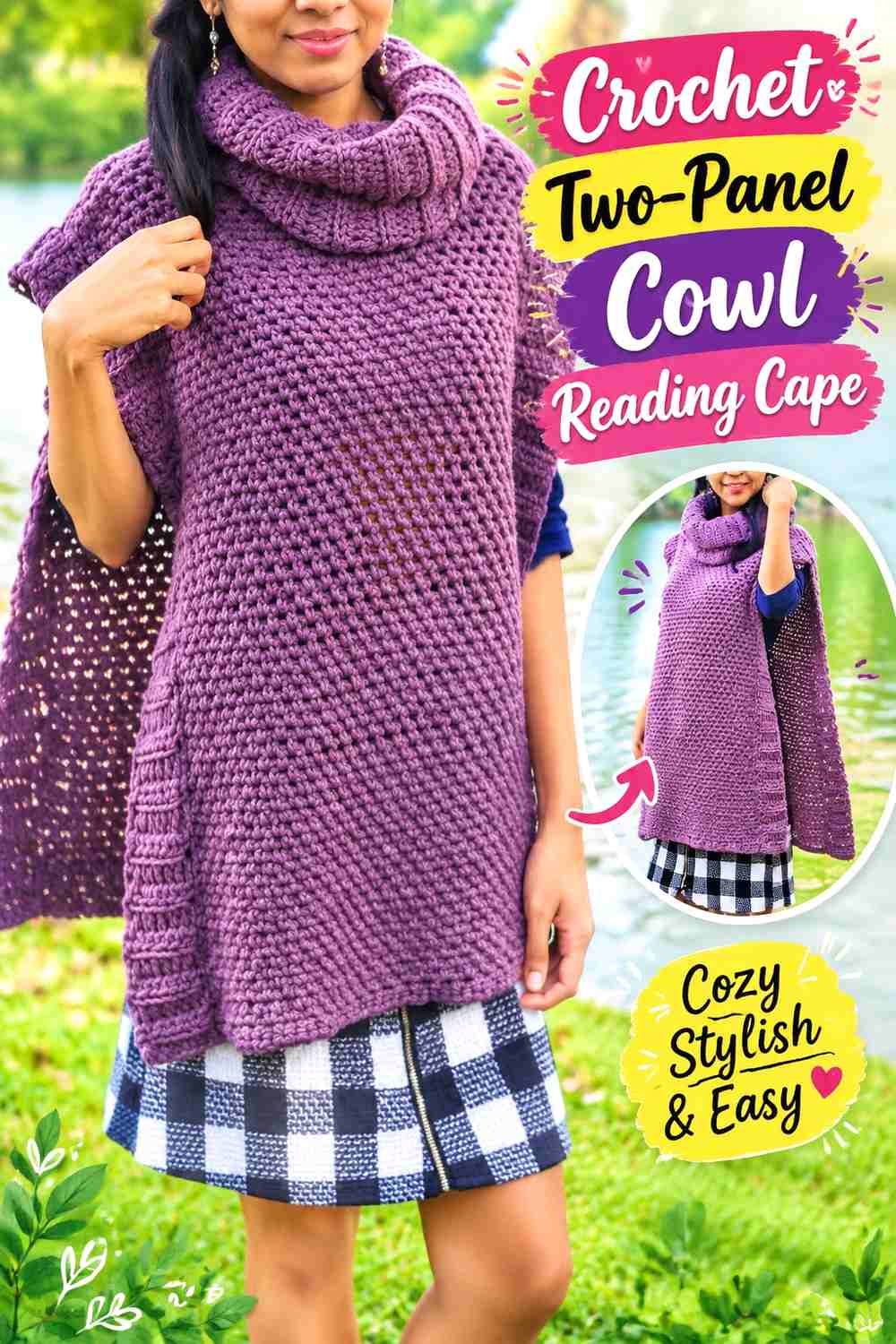 12. Crochet Two-Panel Cowl Reading Cape