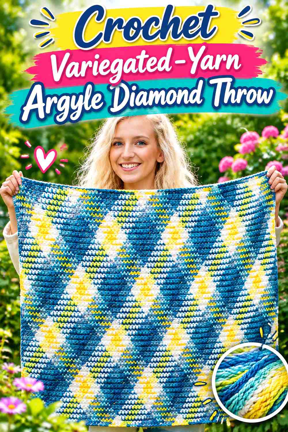 2. Crochet Variegated-Yarn Argyle Diamond Throw