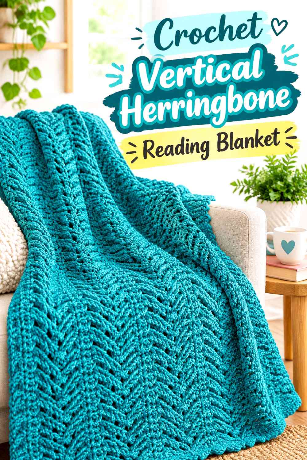 17. Crochet Vertical Herringbone Reading Blanket