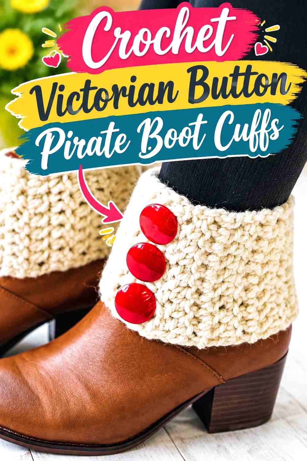 1. Crochet Victorian Button Pirate Boot Cuffs