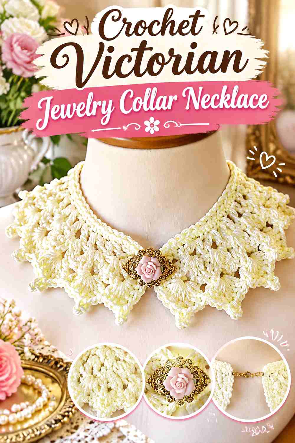 4. Crochet Victorian Jewelry Collar Necklace