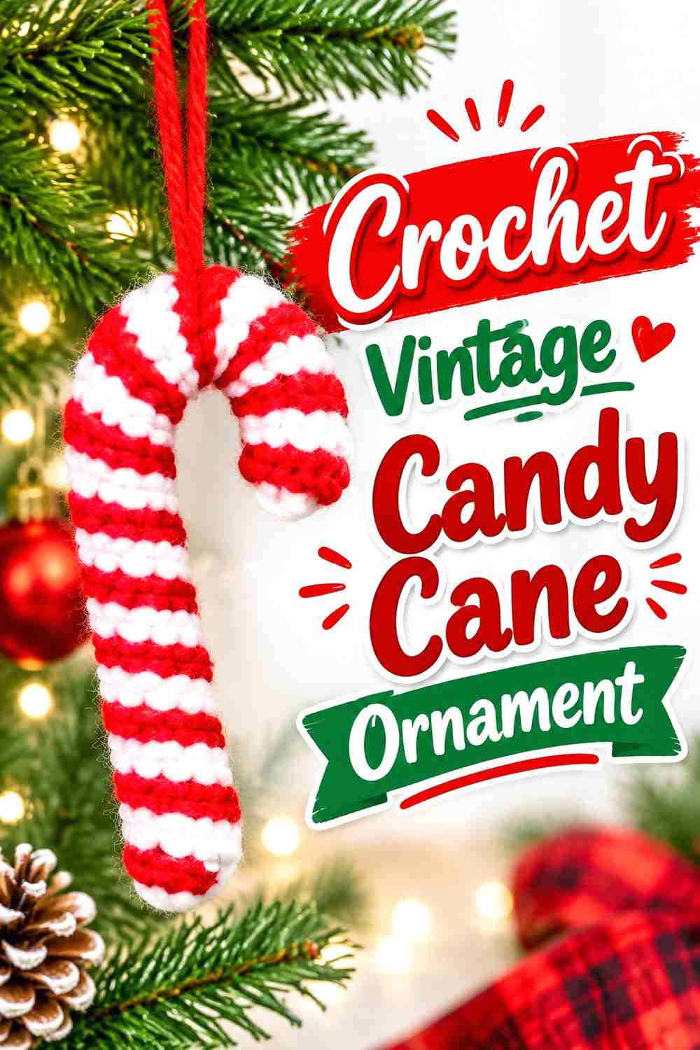 11. Crochet Vintage Candy Cane Ornament