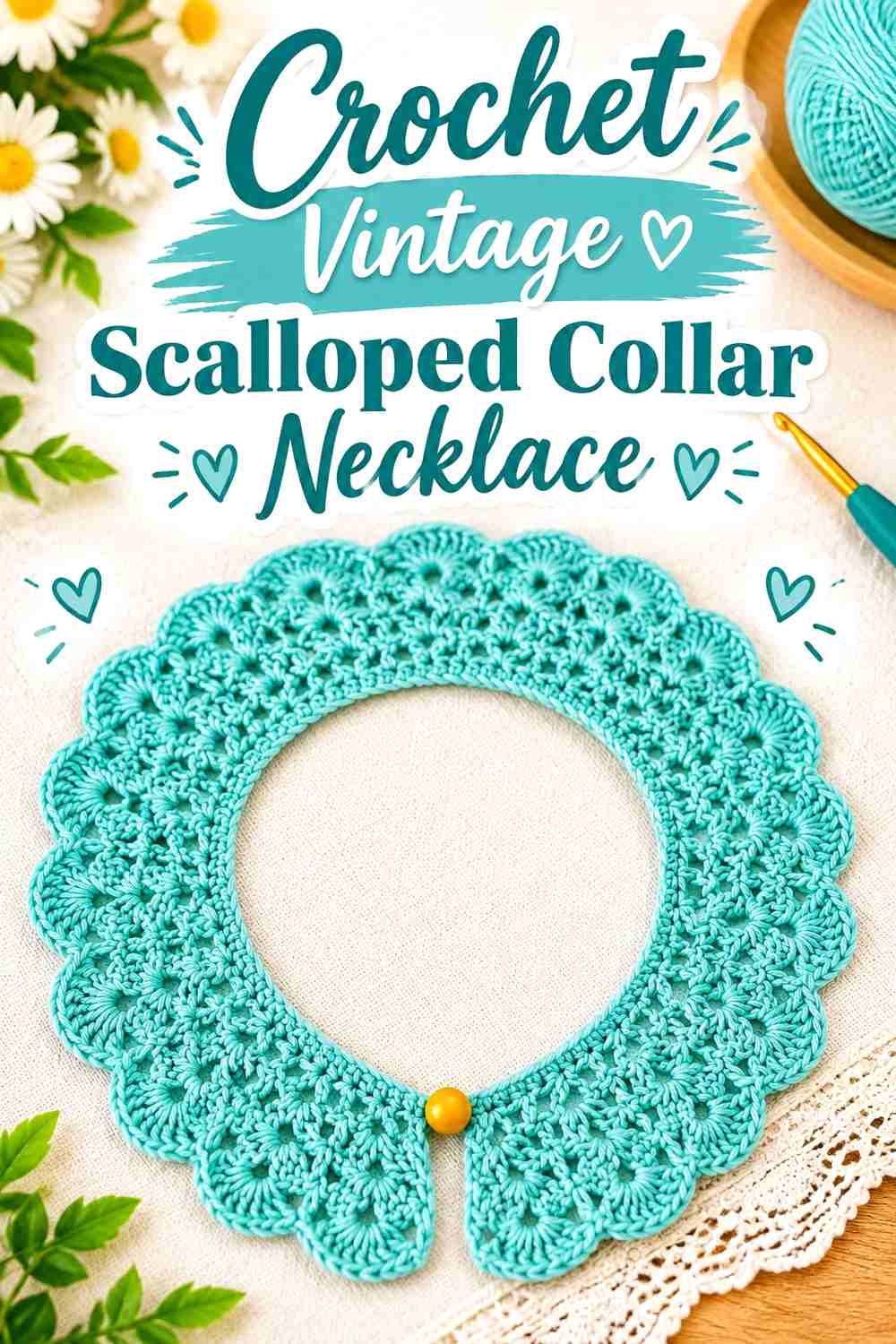 10. Crochet Vintage Scalloped Collar Necklace