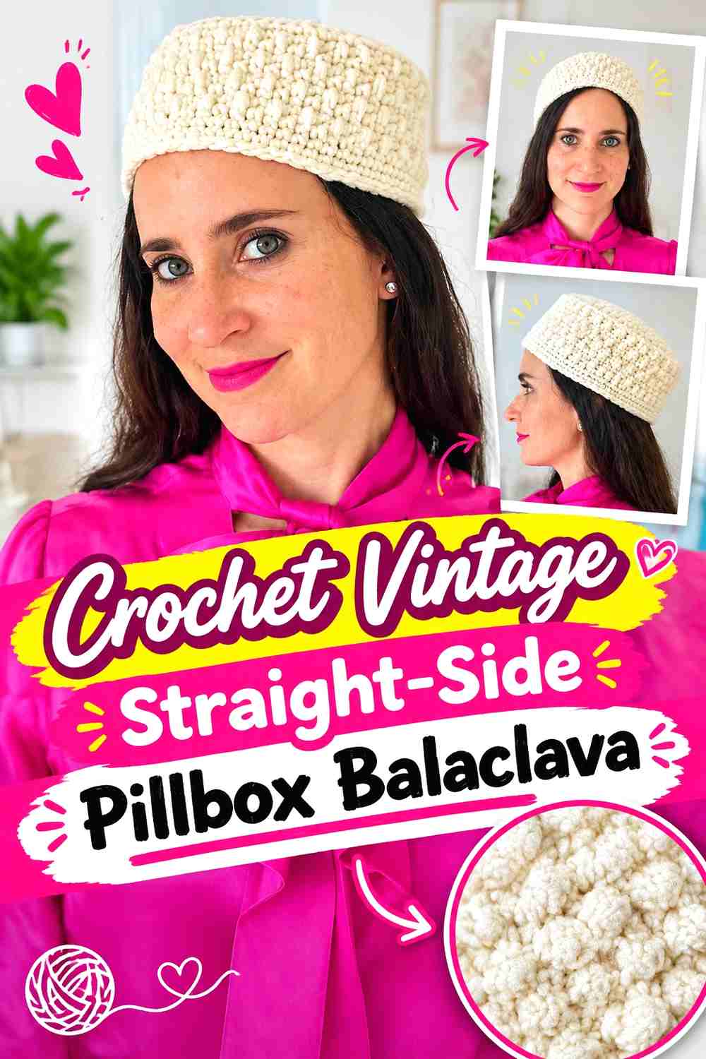 1. Crochet Vintage Straight-Side Pillbox Balaclava