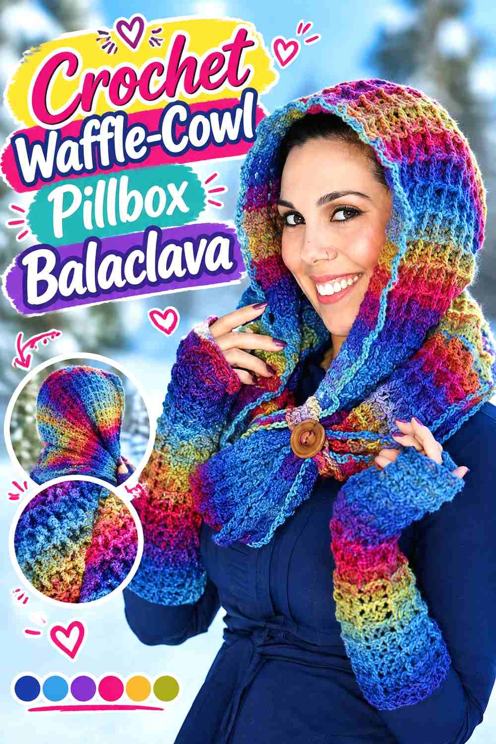 19. Crochet Waffle-Cowl Pillbox Balaclava
