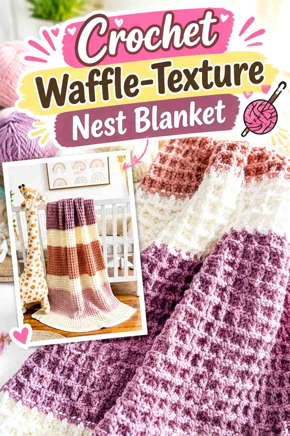 6. Crochet Waffle-Texture Nest Blanket