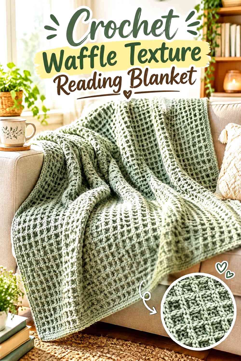 2. Crochet Waffle Texture Reading Blanket