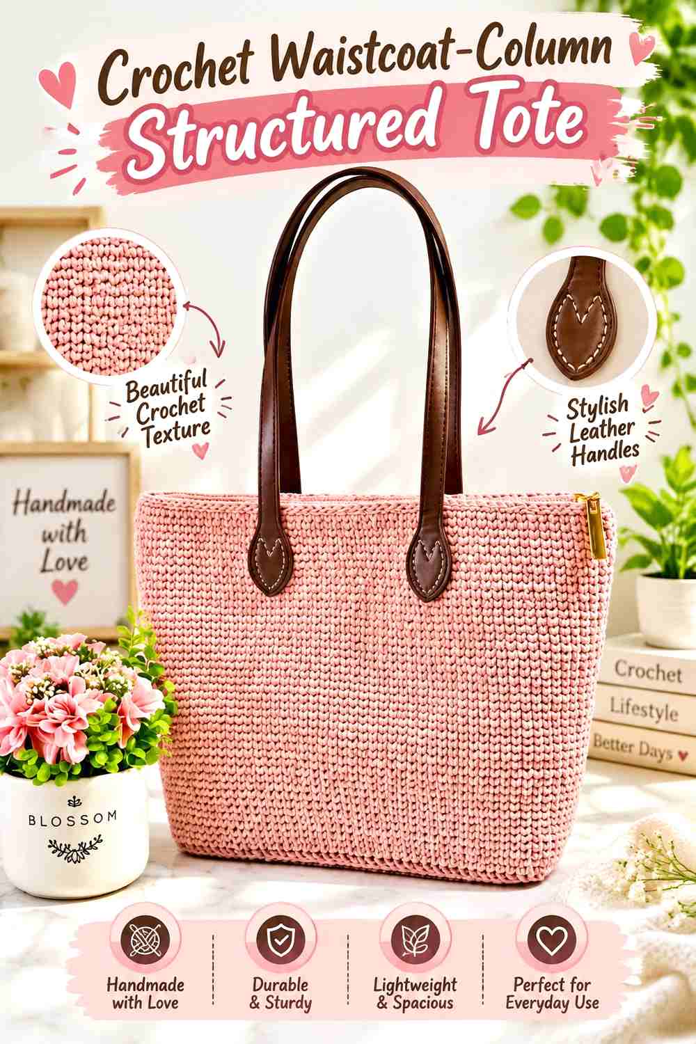 3. Crochet Waistcoat-Column Structured Tote