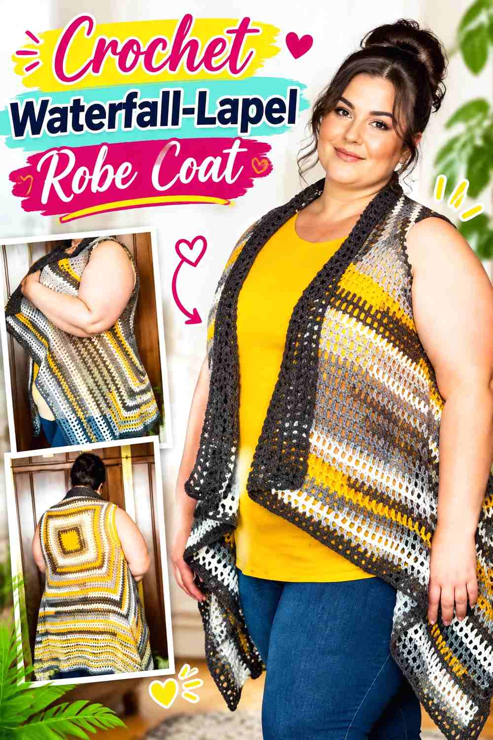 14. Crochet Waterfall-Lapel Robe Coat