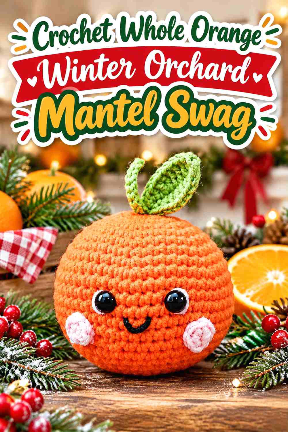 7. Crochet Whole Orange Winter Orchard Mantel Swag