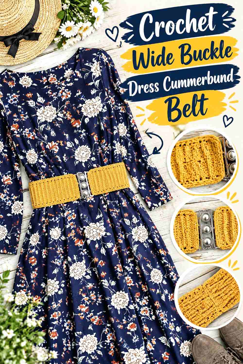 4. Crochet Wide Buckle Dress Cummerbund Belt