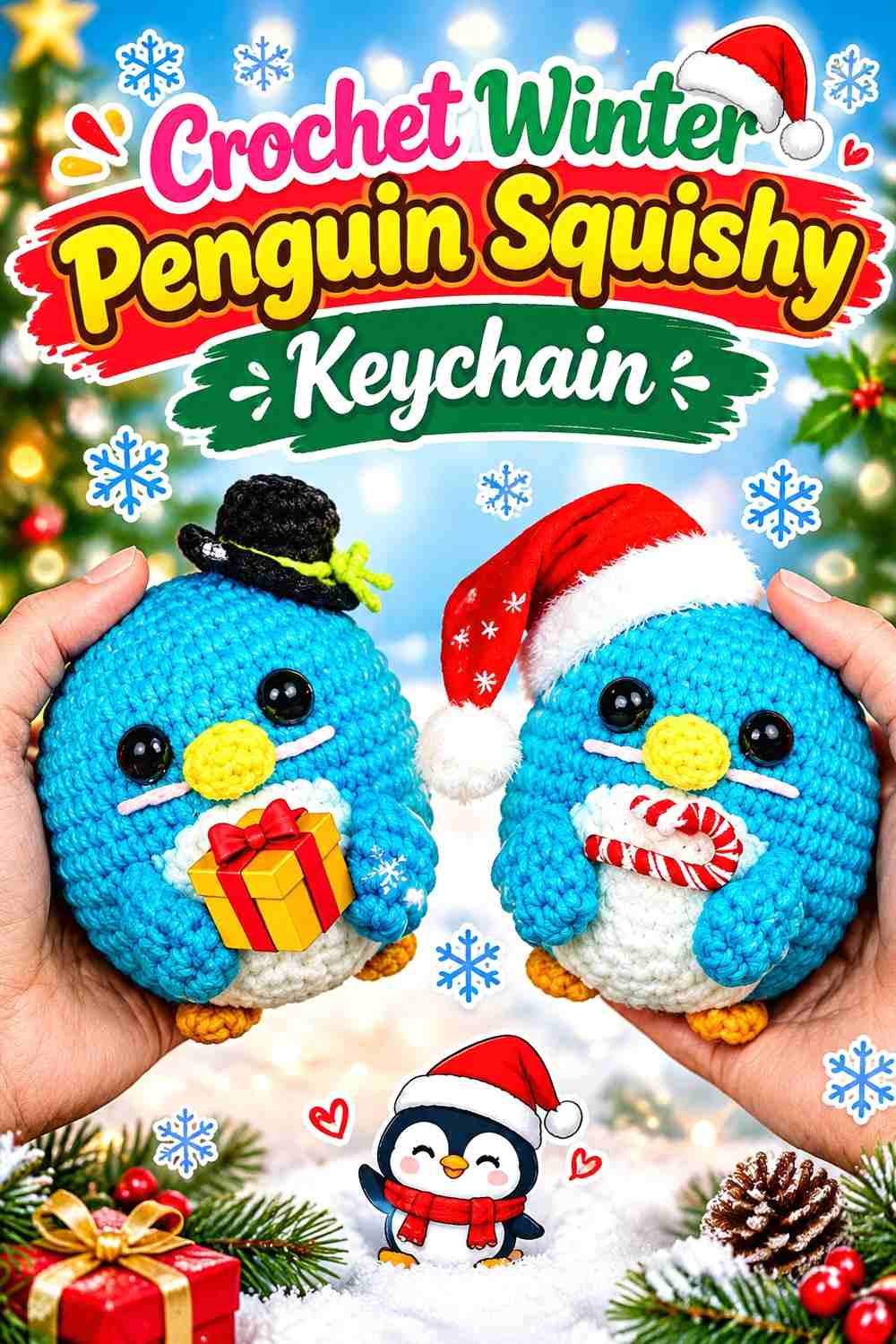 4. Crochet Winter Penguin Squishy Keychain