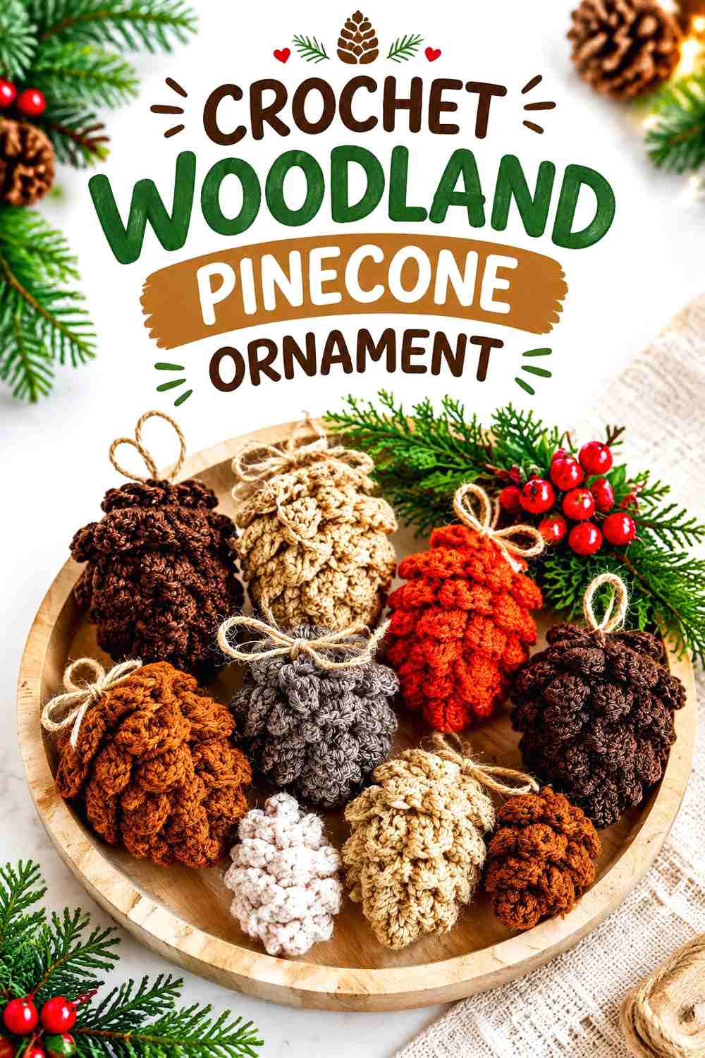 18. Crochet Woodland Pinecone Ornament