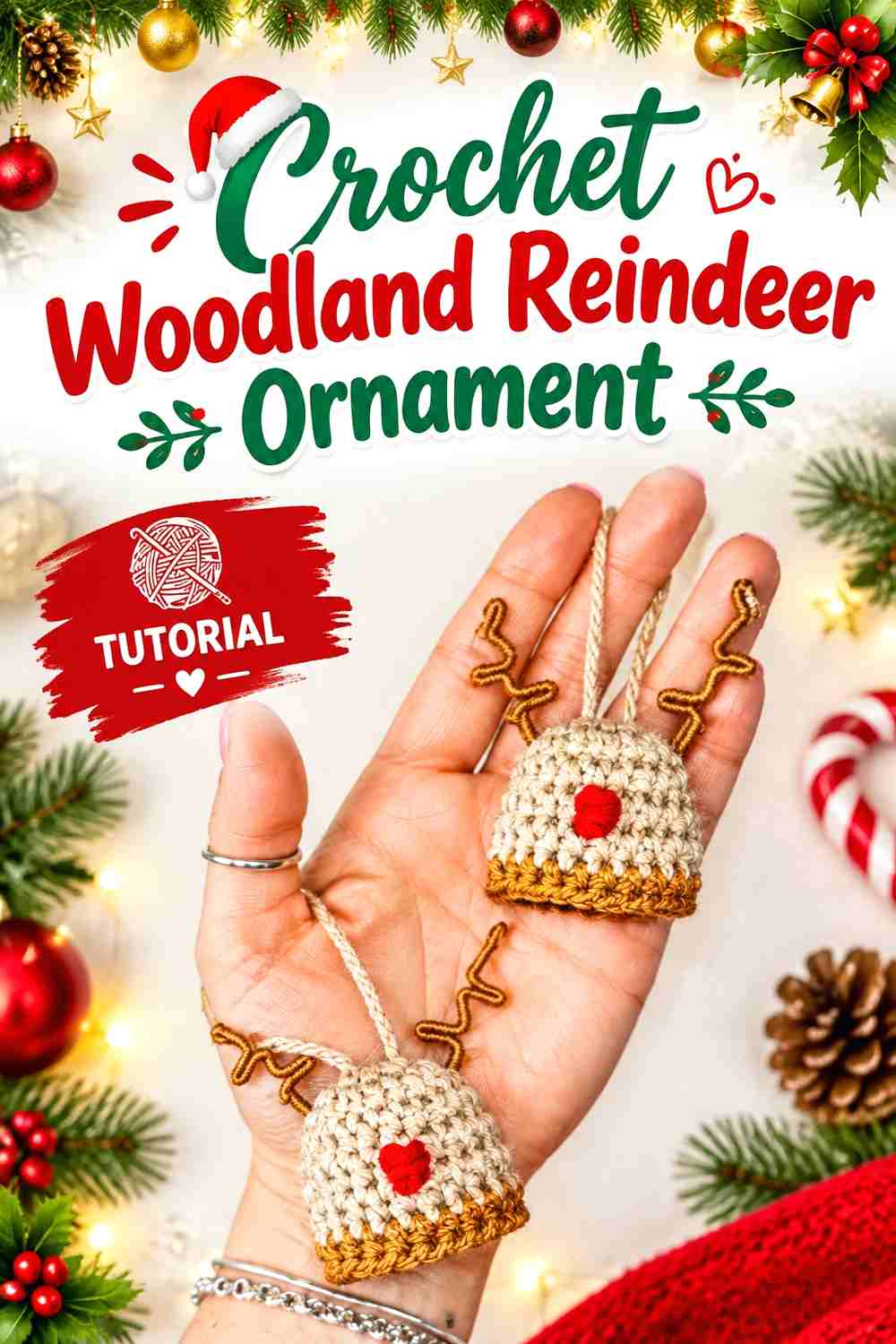 7. Crochet Woodland Reindeer Ornament