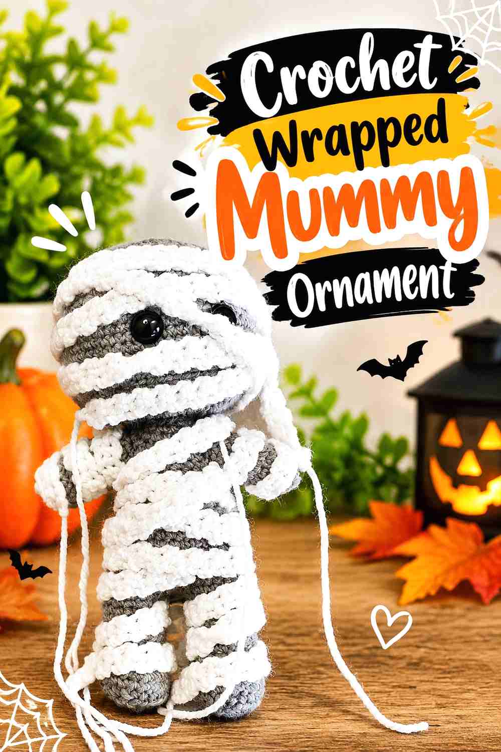 6. Crochet Wrapped Mummy Ornament