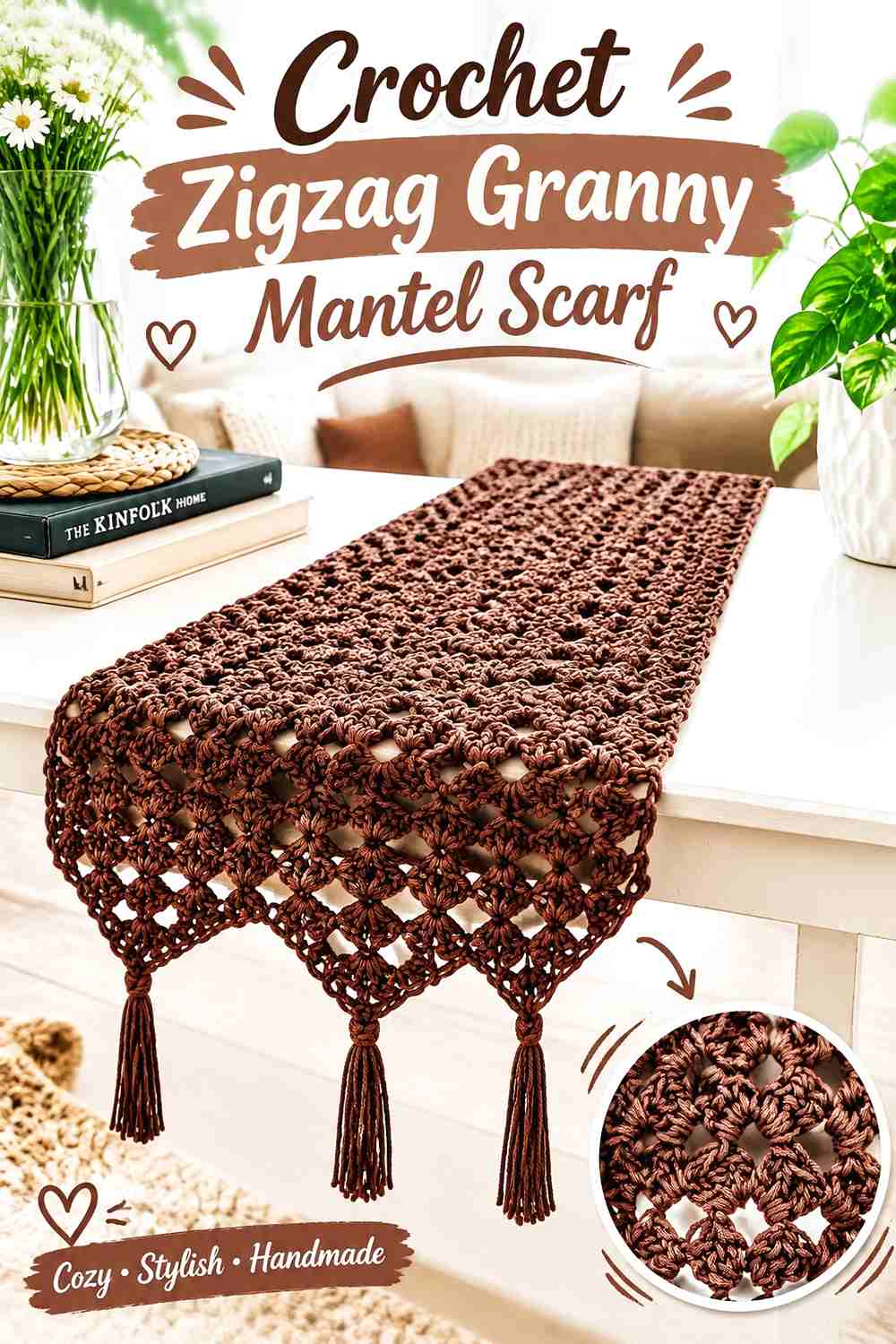 12. Crochet Zigzag Granny Mantel Scarf