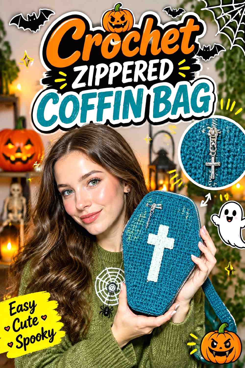 14. Crochet Zippered Coffin Bag