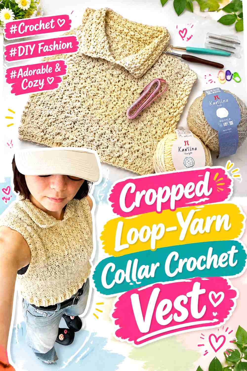3. Cropped Loop-Yarn Collar Crochet Vest