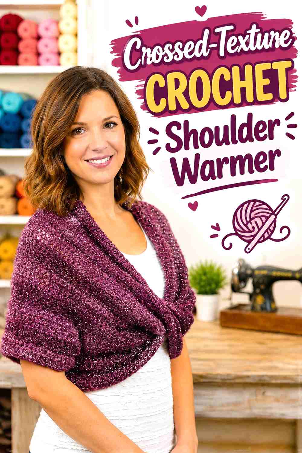 2. Crossed-Texture Crochet Shoulder Warmer