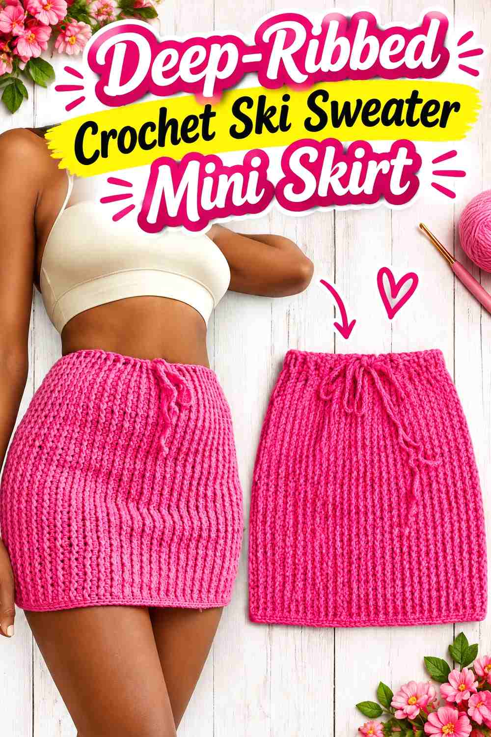11. Deep-Ribbed Crochet Ski Sweater Mini Skirt