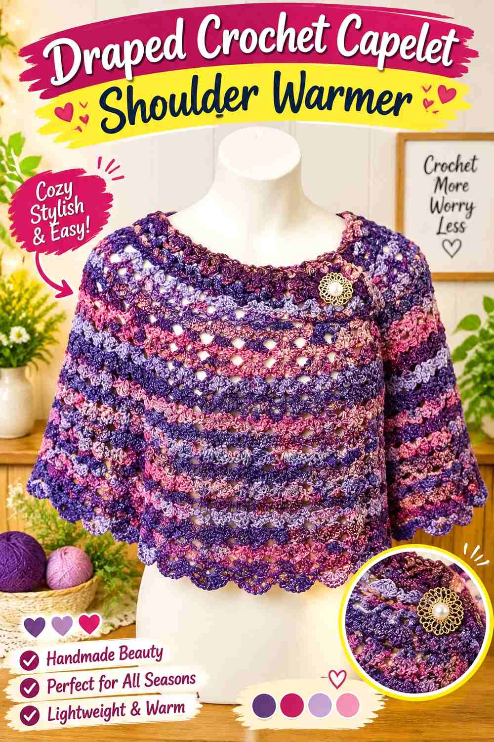 12. Draped Crochet Capelet Shoulder Warmer