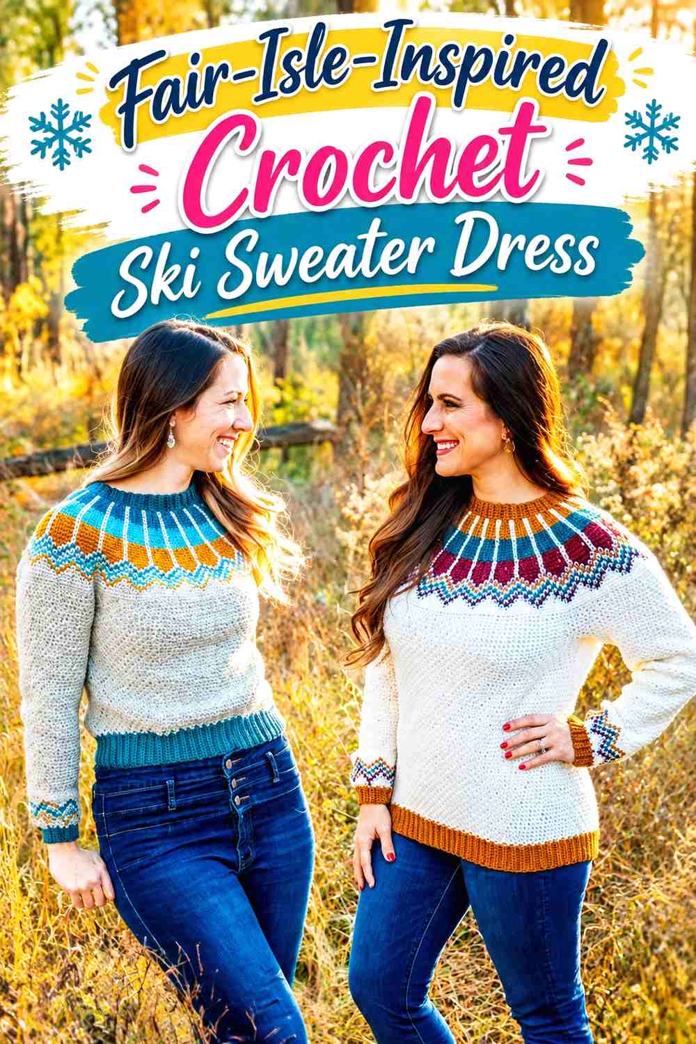 12. Fair-Isle-Inspired Crochet Ski Sweater Dress