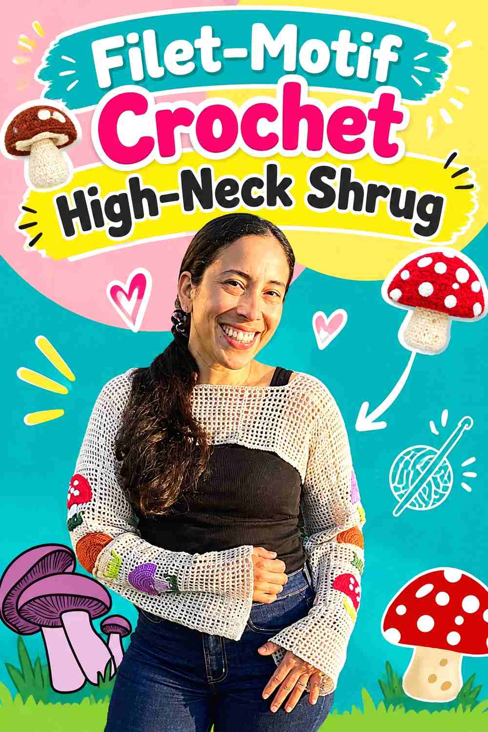 12. Filet-Motif Crochet High-Neck Shrug