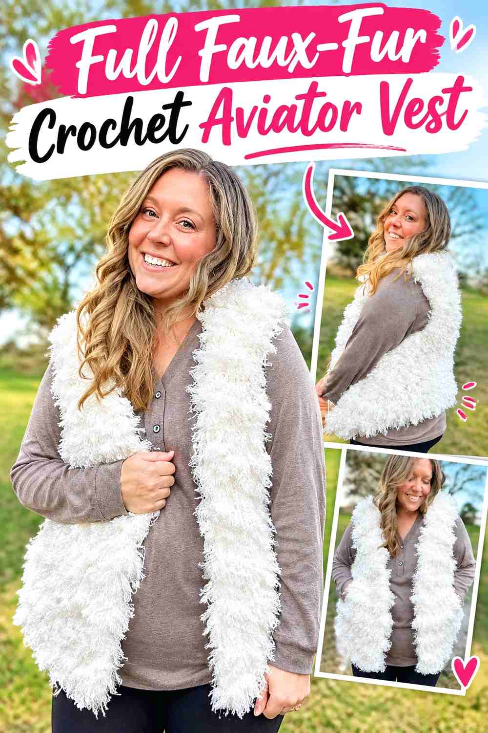 1. Full Faux-Fur Crochet Aviator Vest