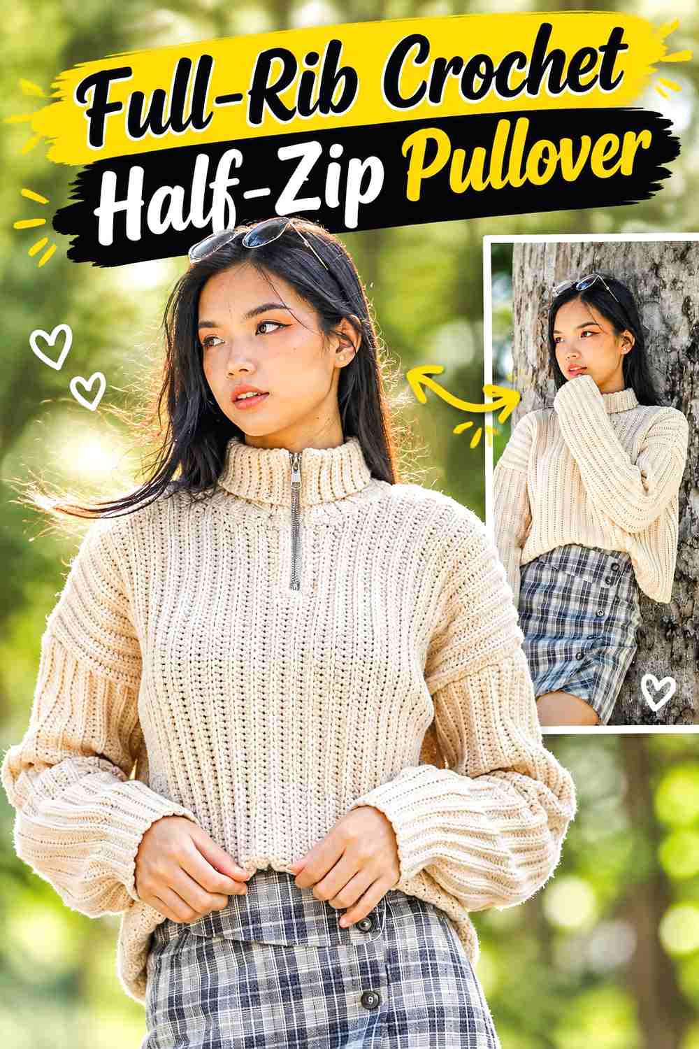 12. Full-Rib Crochet Half-Zip Pullover