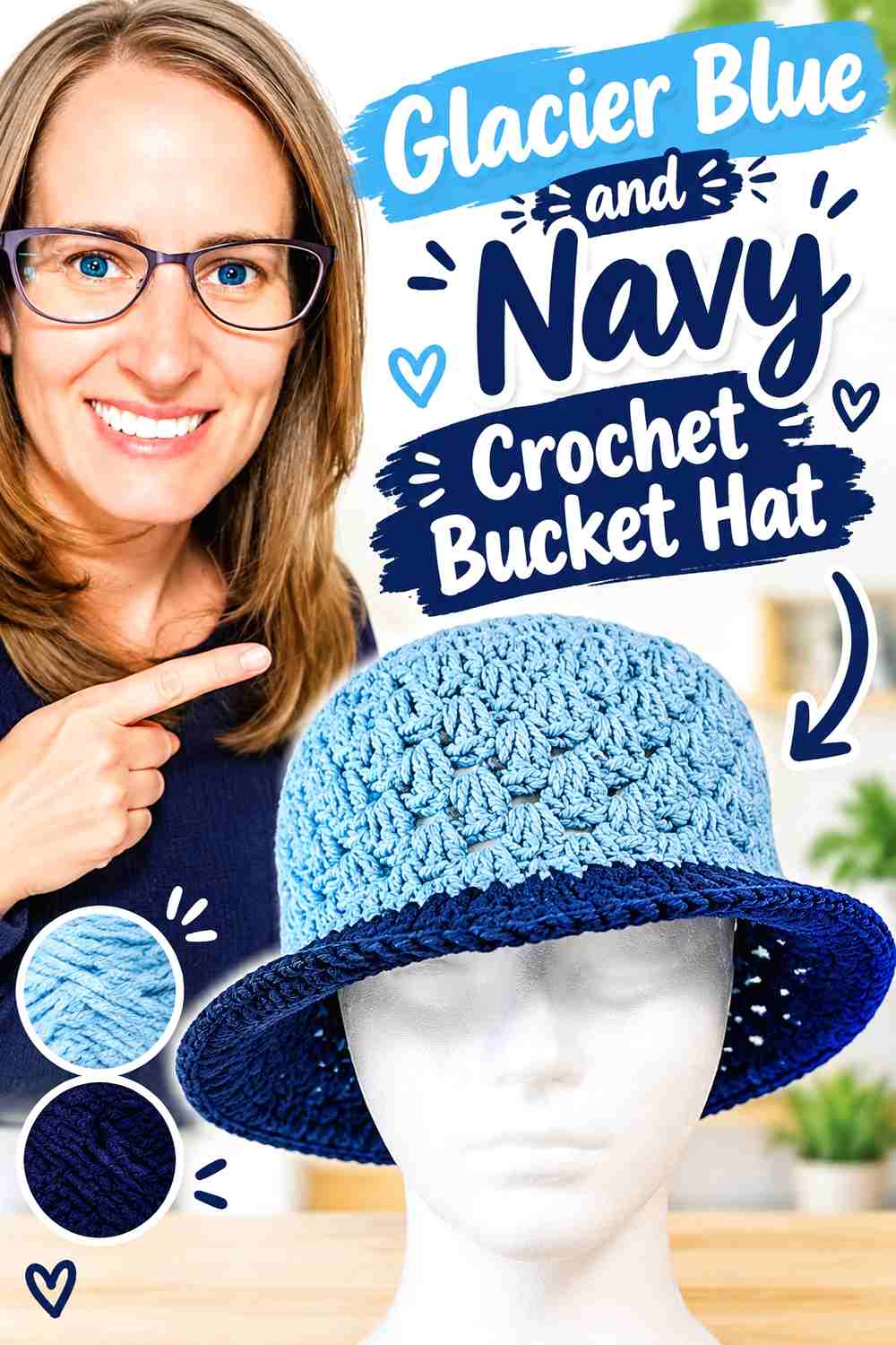 10. Glacier Blue And Navy Crochet Bucket Hat