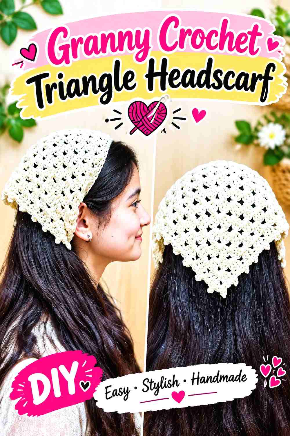 11. Granny Crochet Triangle Headscarf