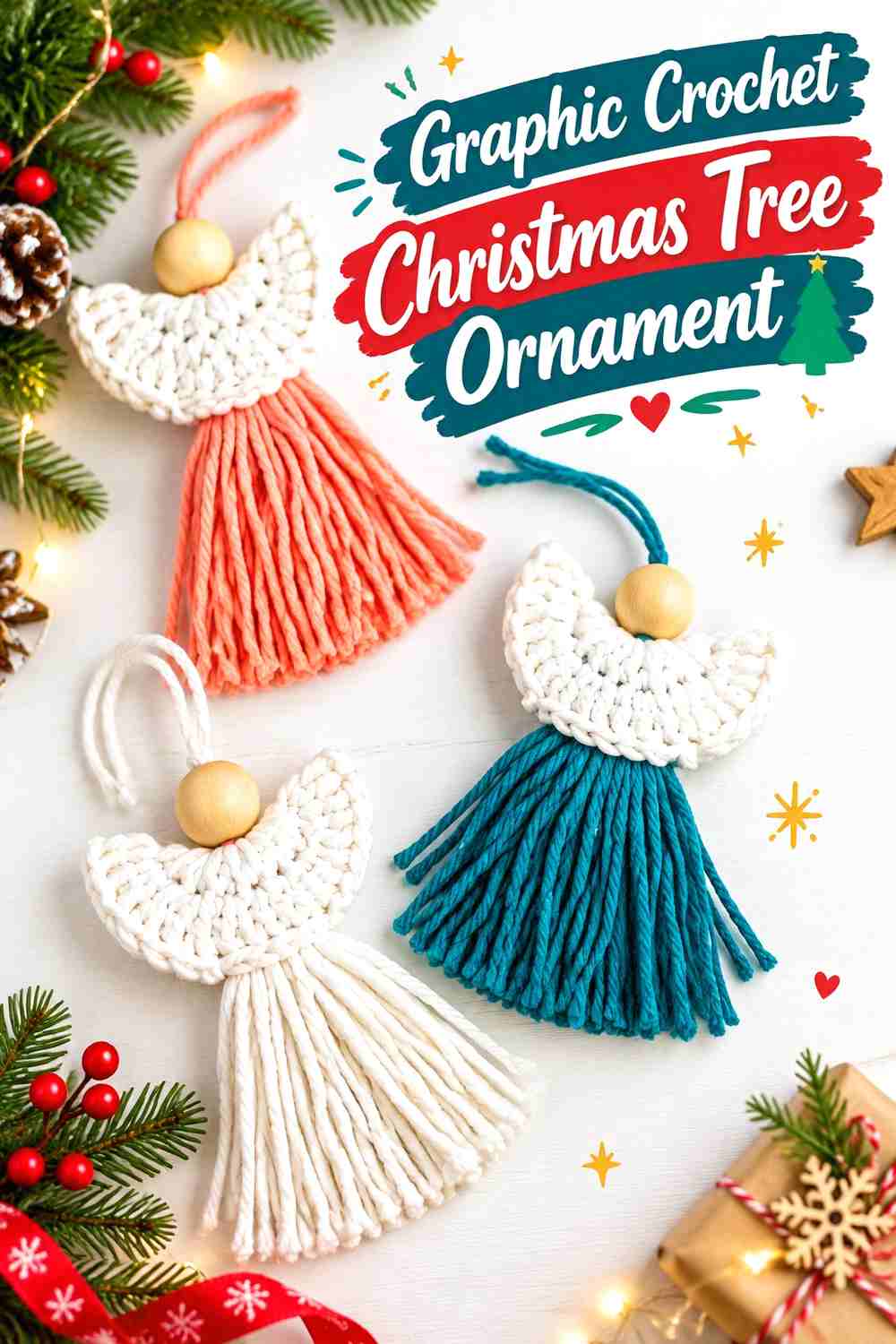 8. Graphic Crochet Christmas Tree Ornament