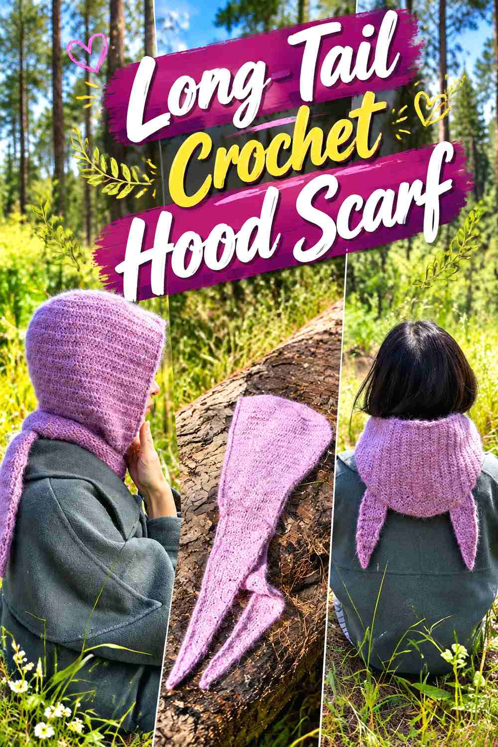 15. Long-Tail Crochet Hood Scarf