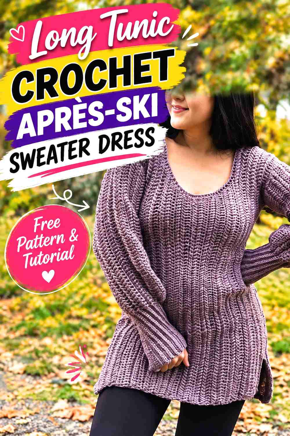 7. Long Tunic Crochet Après-Ski Sweater Dress